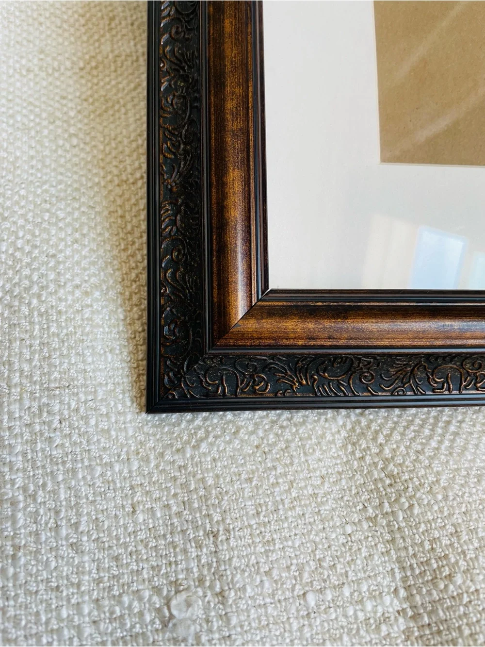 Vintage Classic Ornate Brown Picture Frame with White Mat Fits 8x10